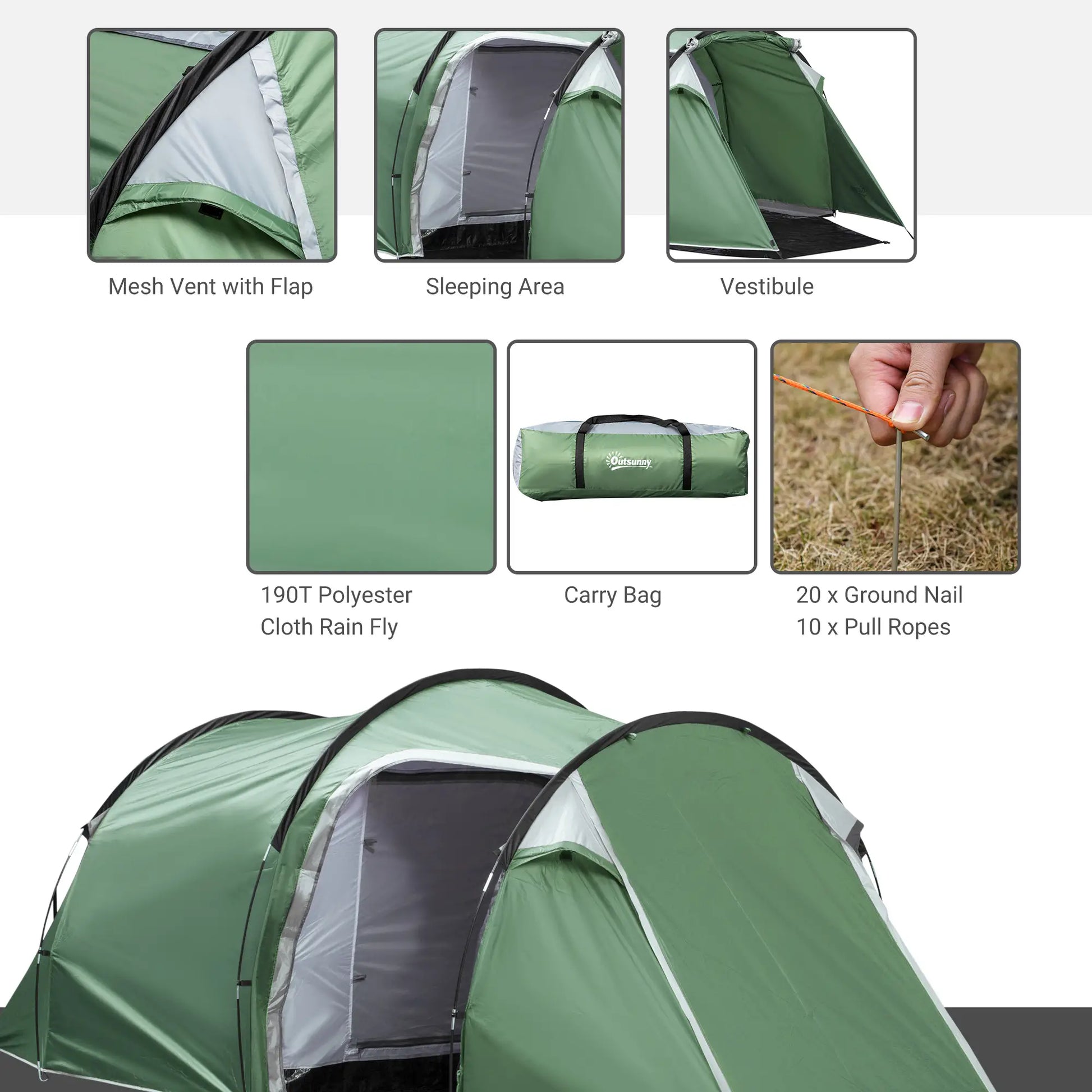 Pop Up Camping Tent, Waterproof, 2-3 Person, Dark Green Camping Tents at Gallery Canada