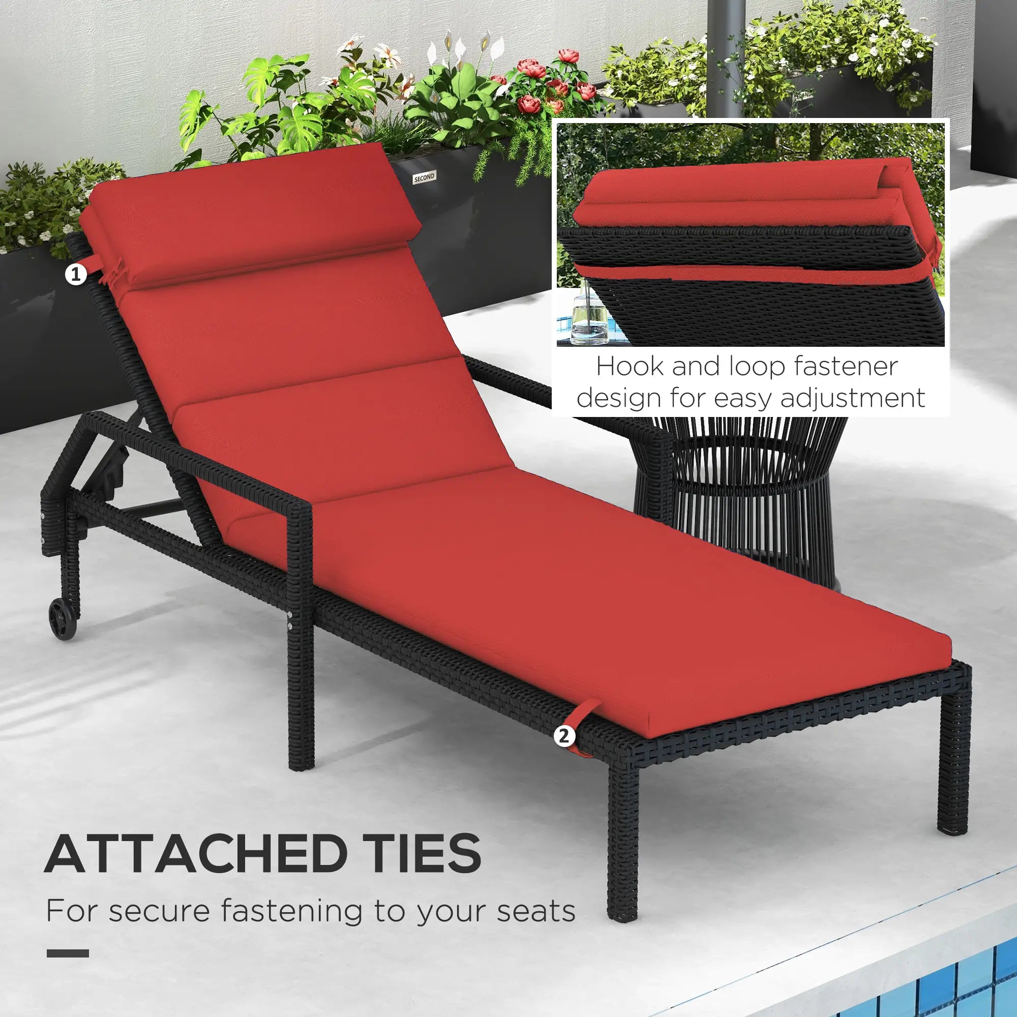Patio Chaise Lounge Chair Cushions, Set Of 2, Wine Red Patio Chair Cushions at Gallery Canada