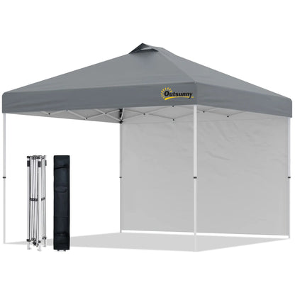 10' x 10' Pop Up Canopy Tent, Adjustable Height, 1 Sidewall, Wheeled Bag, Grey Pop Up Canopies Grey at Gallery Canada
