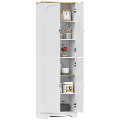 72" Tall Pantry Cabinet, Adjustable Shelves, 4 Doors, White Storage Cabinets at Gallery Canada
