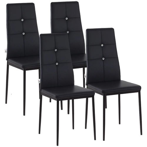 Modern Dining Chairs Set of 4, Upholstered High Back, Black