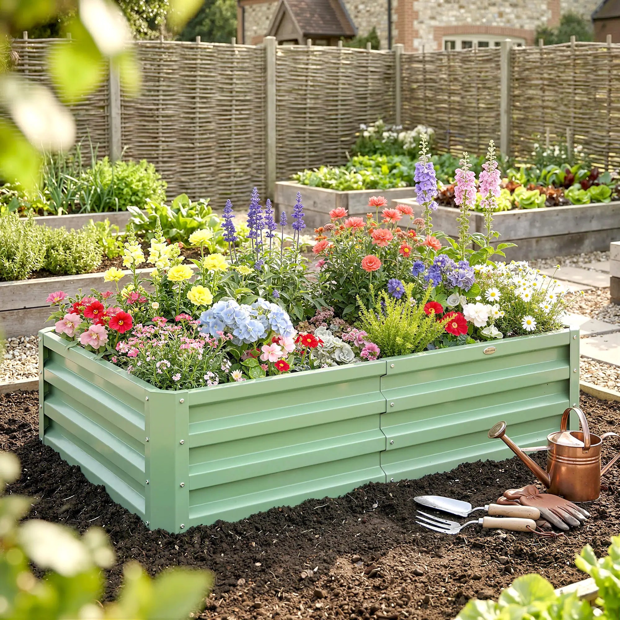 Galvanized Raised Garden Bed, 4' x 2' x 1', Green Galvanized Planter Boxes at Gallery Canada