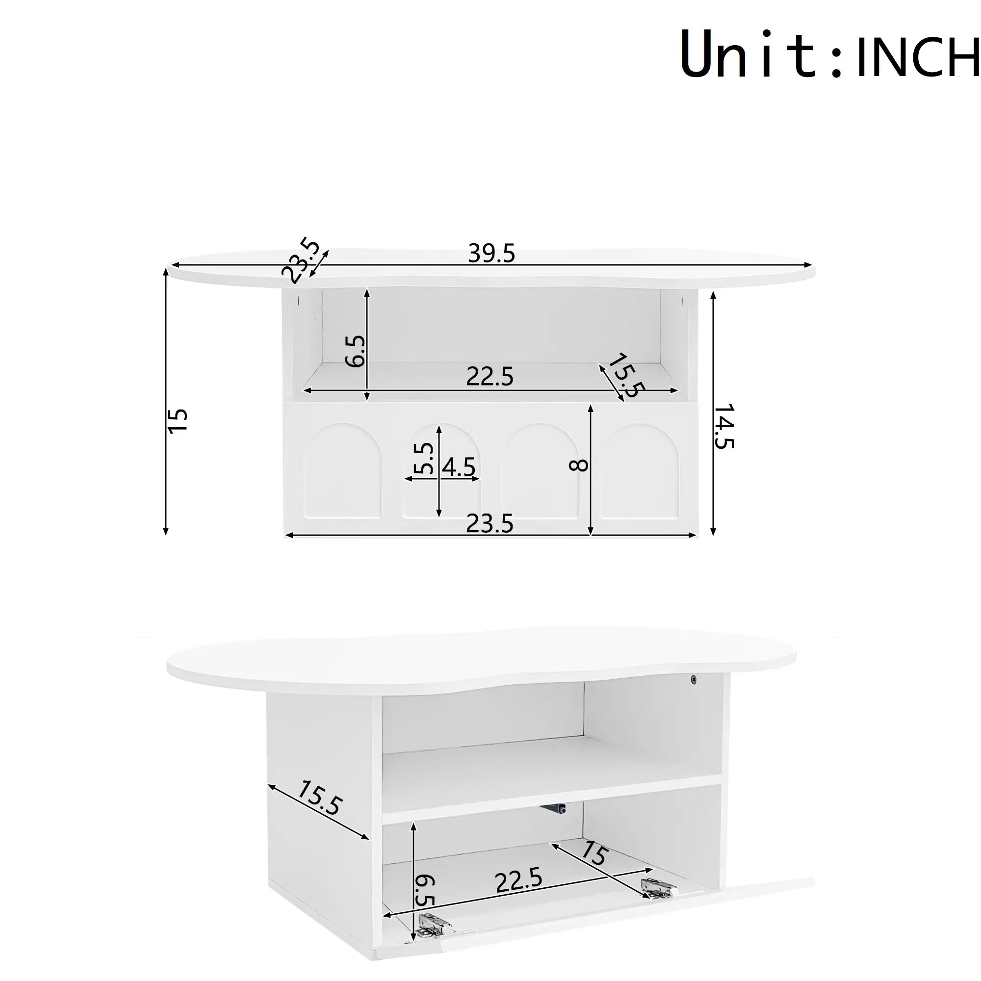 Coffee Table with Drawer, Open Storage, 39.5