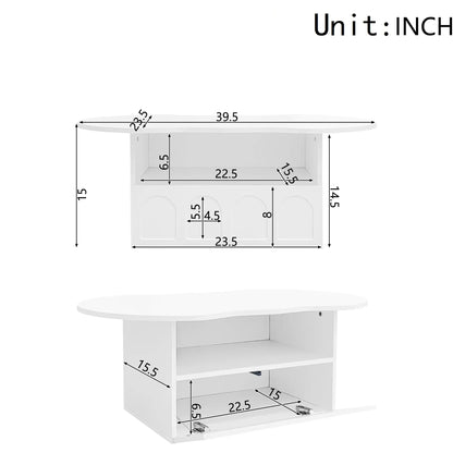 Coffee Table with Drawer, Open Storage, 39.5" L x 23.5" W x 15" H, White Coffee Tables at Gallery Canada