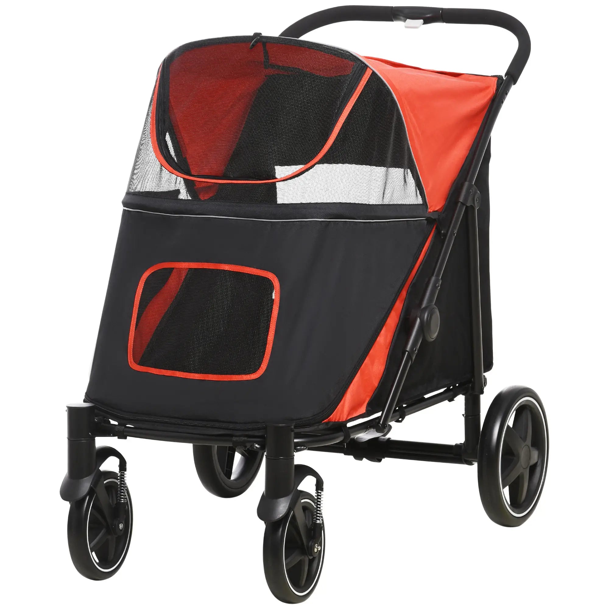 Foldable Pet Stroller, Universal Wheels, Shock Absorber, Large & Medium Dogs, Red Dog Bike Trailers & Strollers Red, Black at Gallery Canada