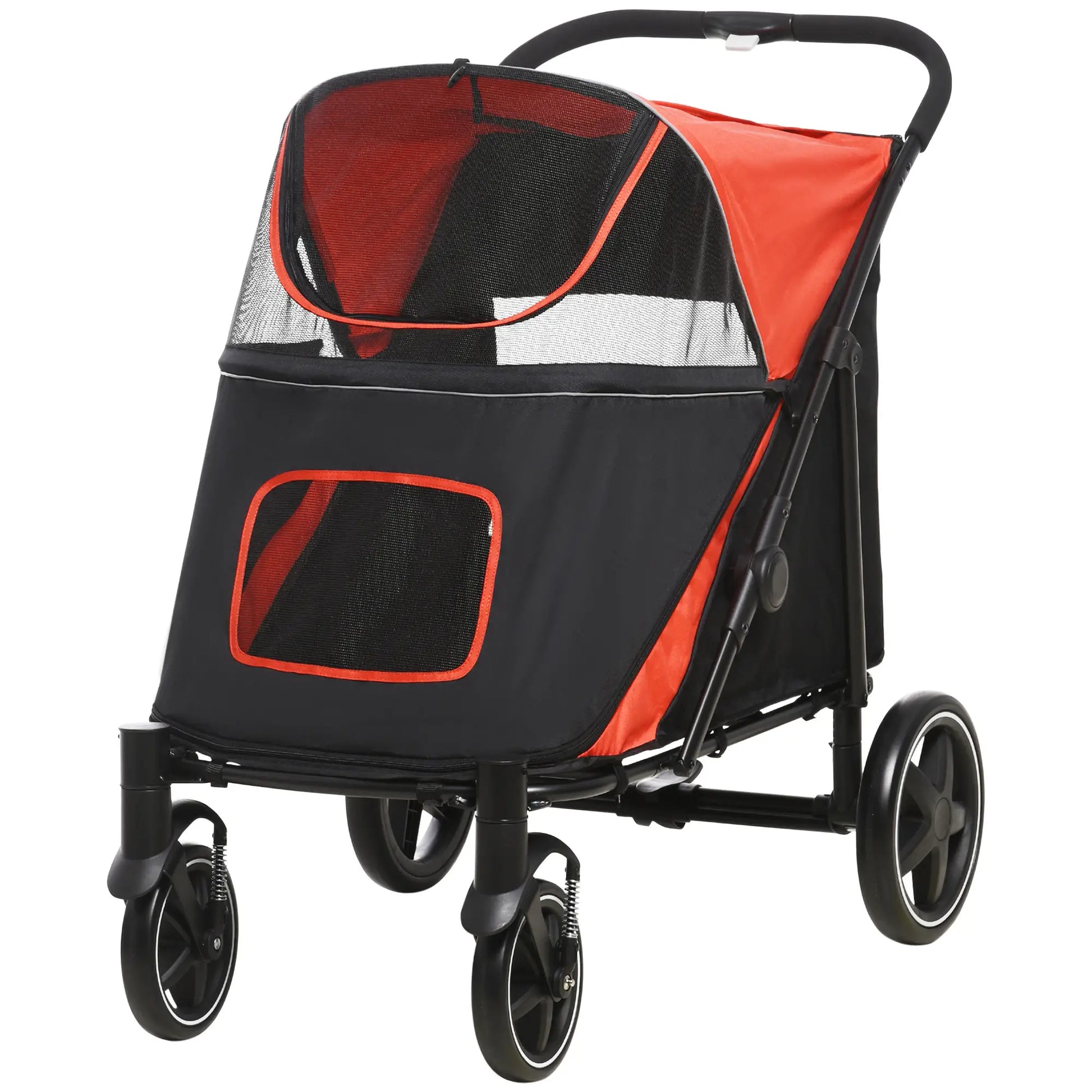 Foldable Pet Stroller, Universal Wheels, Shock Absorber, Large & Medium Dogs, Red Dog Bike Trailers & Strollers Red, Black at Gallery Canada