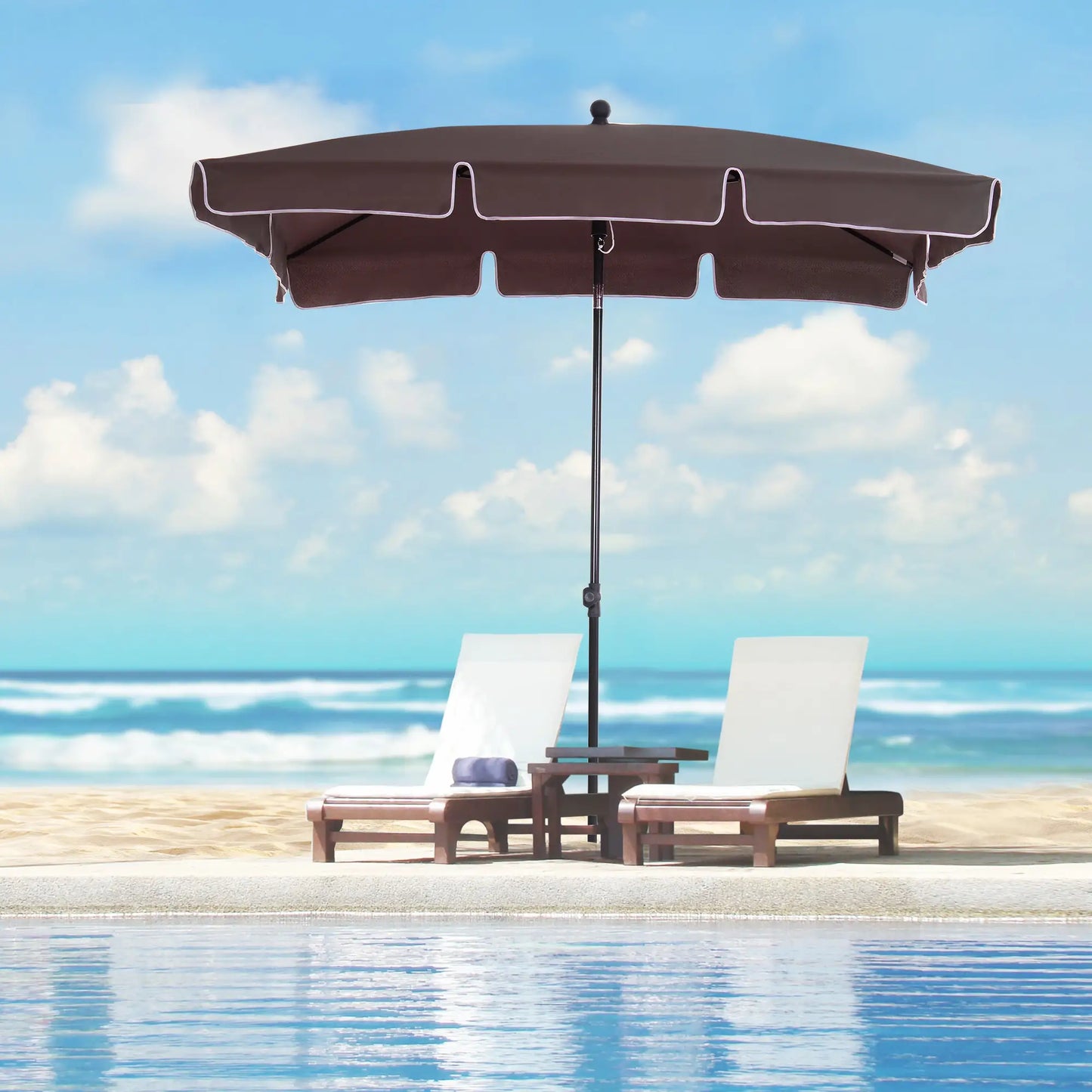 6.5x4ft Rectangle Patio Umbrella, Aluminum Tilt Adjustable, Garden Parasol Sun Umbrellas at Gallery Canada