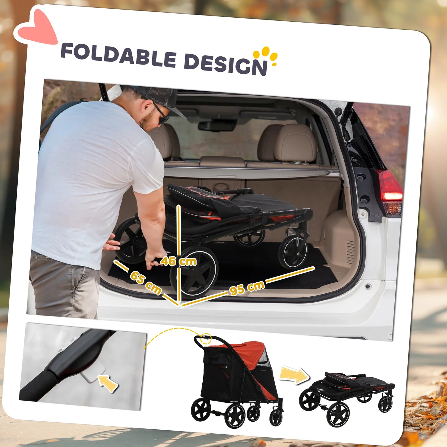 Foldable Pet Stroller, Universal Wheels, Shock Absorber, Large & Medium Dogs, Red Dog Bike Trailers & Strollers at Gallery Canada