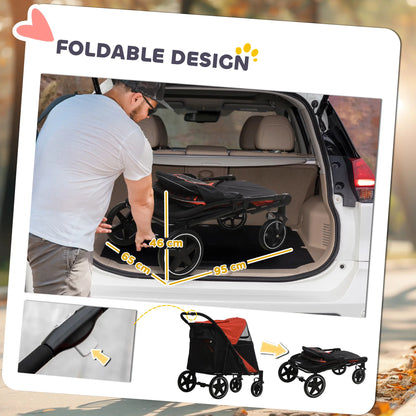 Foldable Pet Stroller, Universal Wheels, Shock Absorber, Large & Medium Dogs, Red Dog Bike Trailers & Strollers at Gallery Canada