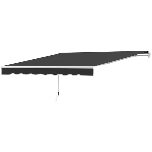 8' x 7' Retractable Patio Awning, UV Water-Resistant Fabric, Black