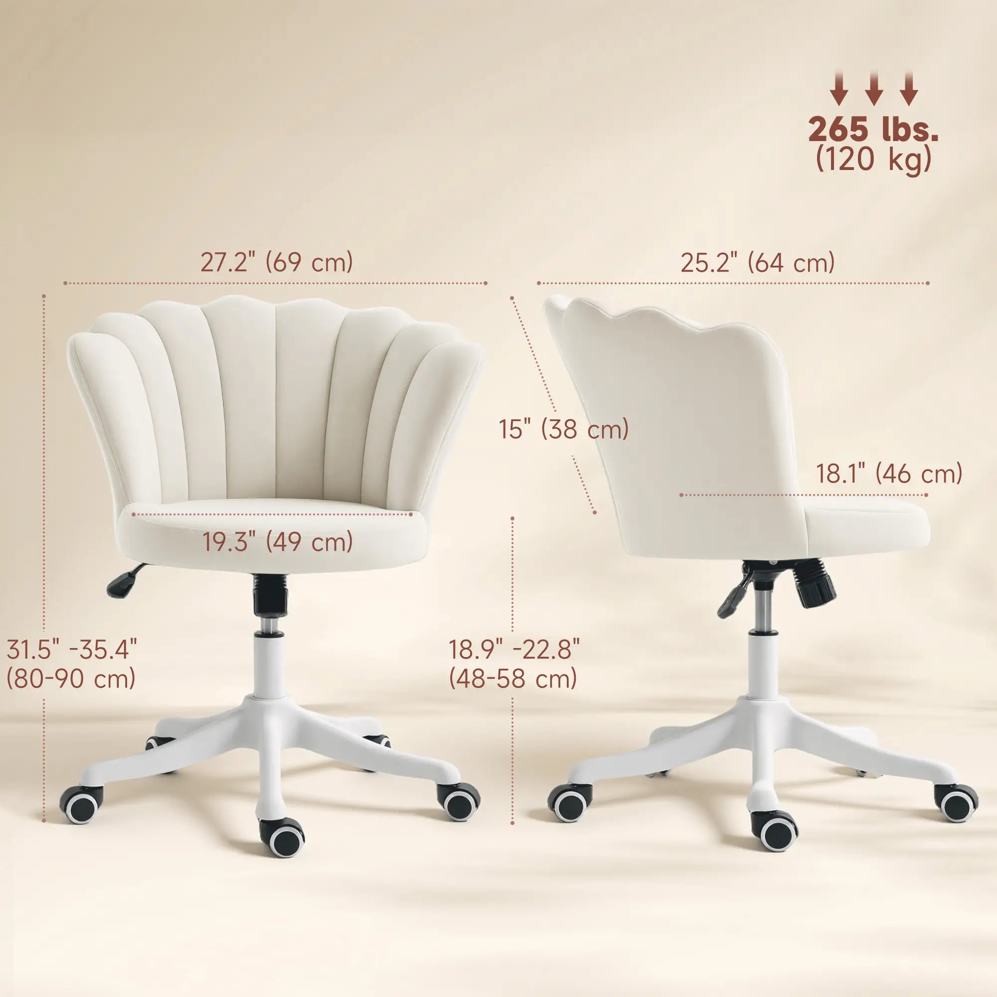 Armless Swivel Desk Chair, Adjustable Height, Cream Task Chairs at Gallery Canada