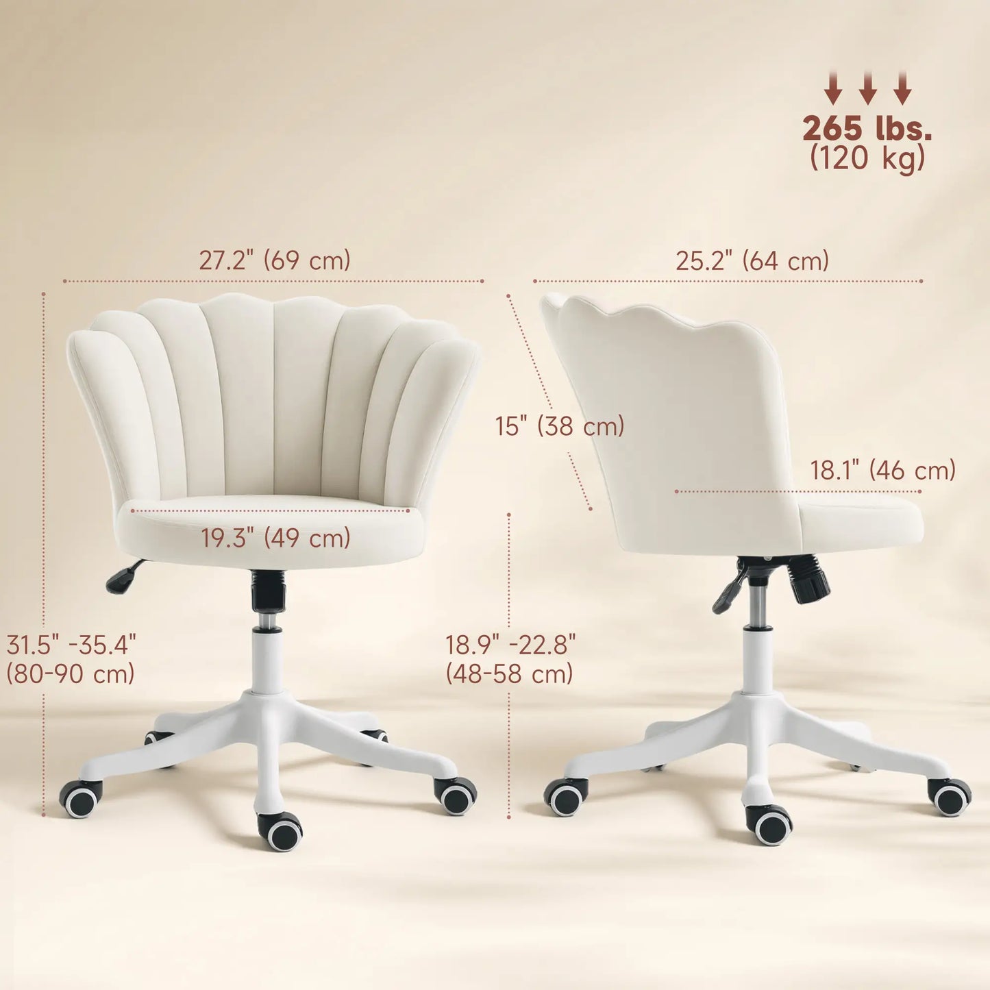 Armless Swivel Desk Chair, Adjustable Height, Cream Task Chairs at Gallery Canada