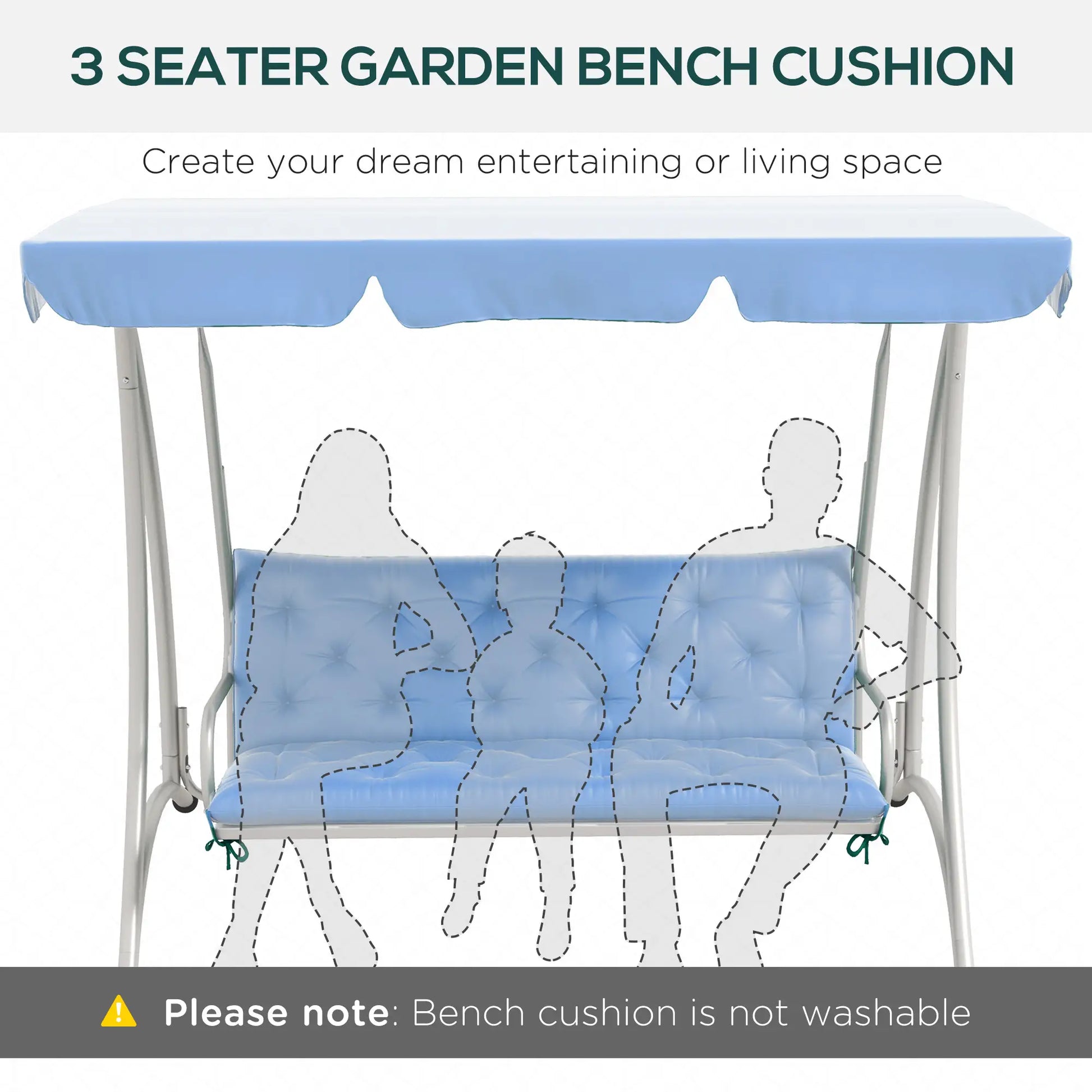 3-Seater Outdoor Bench Swing Cushions, Patio Garden, Light Blue Patio Chair Cushions at Gallery Canada