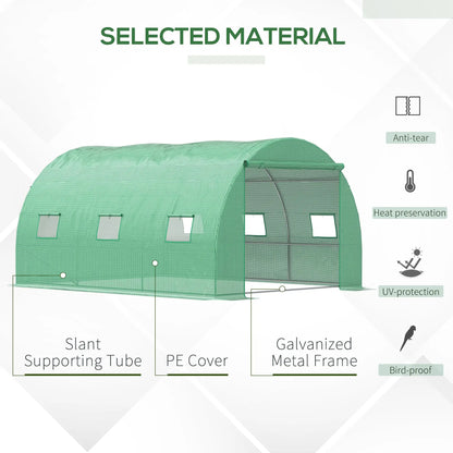 13' x 10' x 6.6' Walk-In Greenhouse, Garden Tunnel Tent, Zipped Door, 6 Mesh Windows, Green Tunnel Greenhouses at Gallery Canada