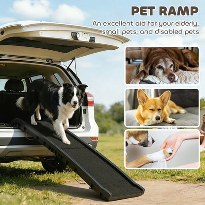 61 Inches Folding Pet Ramp, Frosted Surface, Raised Side Rails Dog Stairs at Gallery Canada