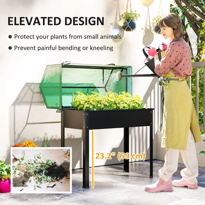 Raised Garden Bed Planter With PE Cover, Elevated Box With Drainage, Black Raised Garden Beds at Gallery Canada