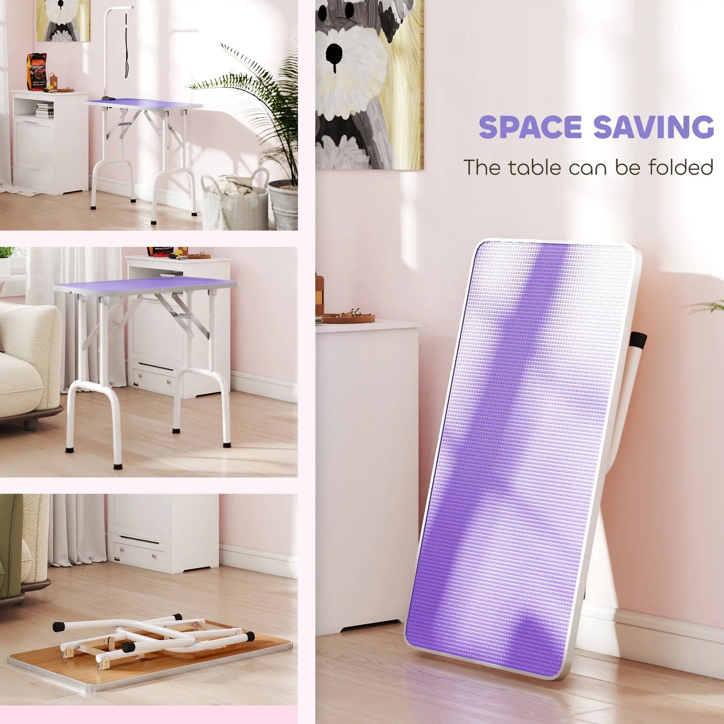 Foldable Pet Grooming Table, Adjustable Arm, Non-Slip, Purple Dog Grooming Tables at Gallery Canada