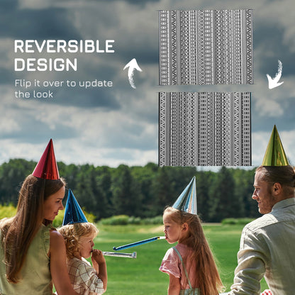 Reversible Outdoor Rug, Waterproof, 8' x 10', Grey Cream White Outdoor Reversible Rugs at Gallery Canada