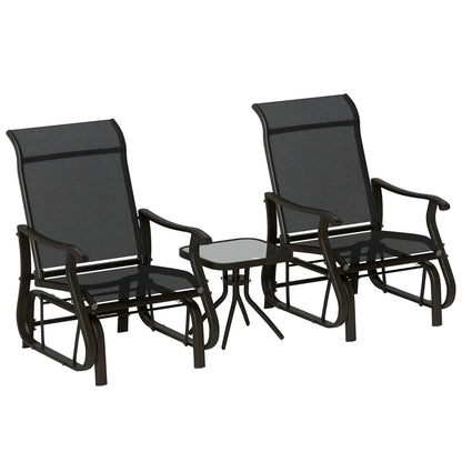 3 Fauteuils à bascule glissante, Ensemble de table de bistrot, Noir