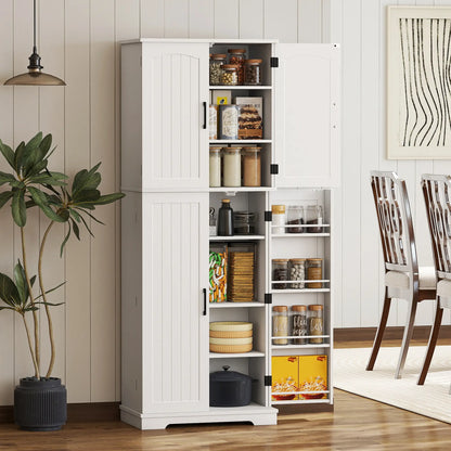 Tall Pantry Cabinet, 64 Inch, Adjustable Shelves, Spice Racks, White Kitchen Pantry Cabinets at Gallery Canada