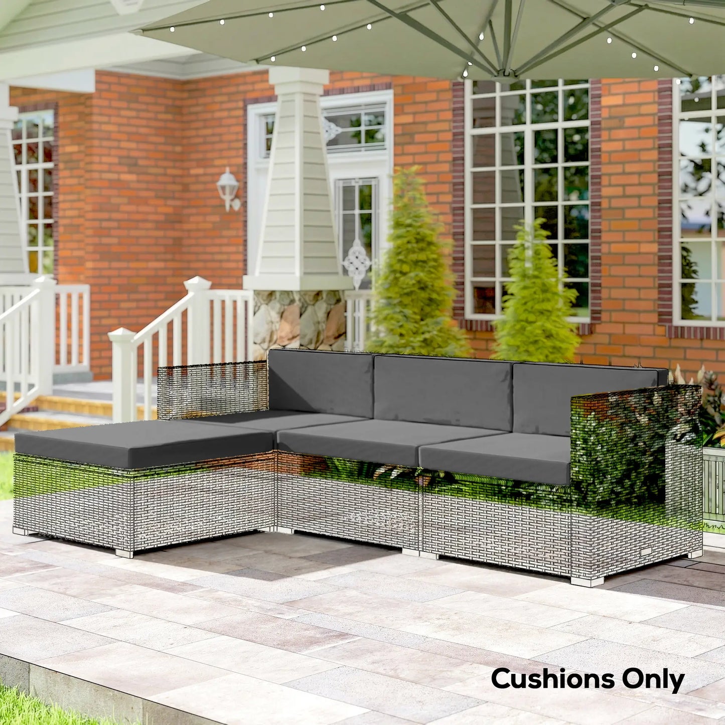 Water-Repellent Outdoor Loveseat Cushion, 23.6" x23.6", Removable Covers, Grey Patio Chair Cushions at Gallery Canada
