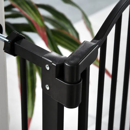 Extra Tall Dog Gate with Door, Pressure Fit, Auto Close, 29-32", Black Houses, Kennels & Pens at Gallery Canada