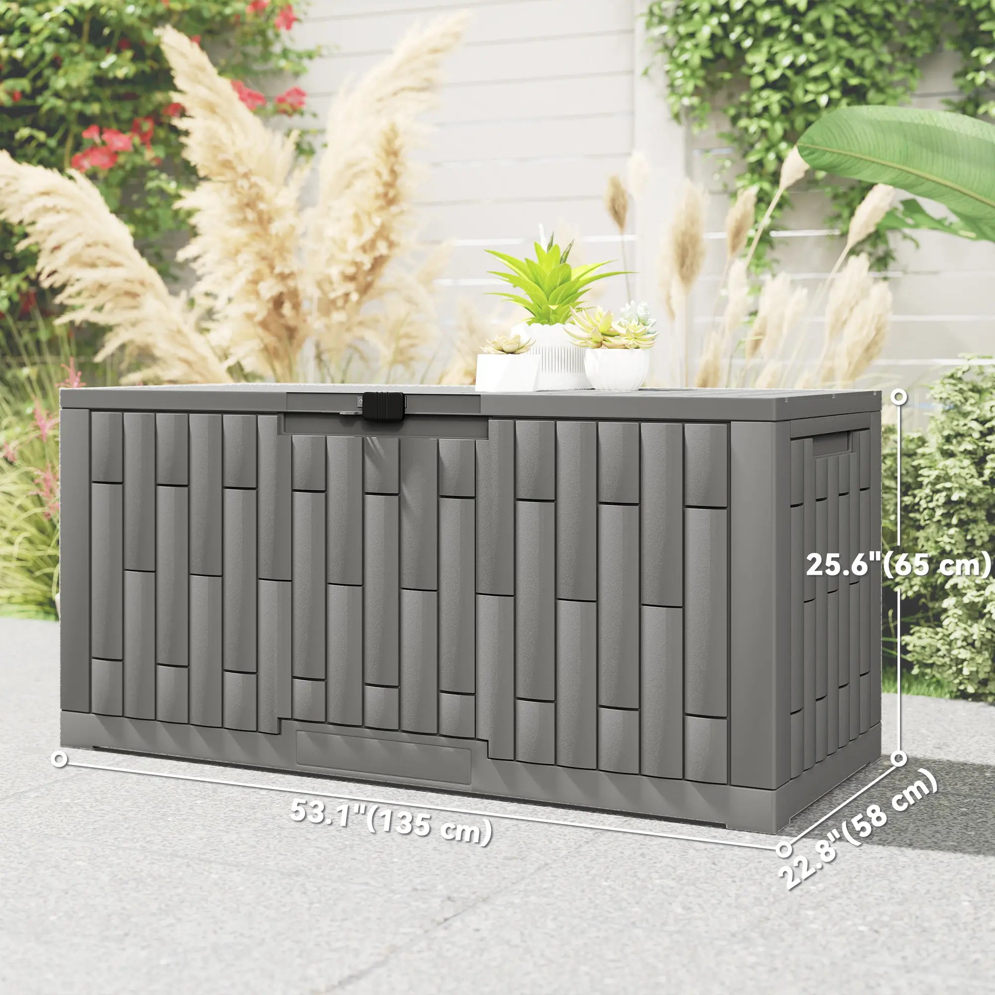 120 Gallon Resin Deck Box, Lockable Outdoor Storage, Splash And UV Resistant Patio Storage Boxes at Gallery Canada