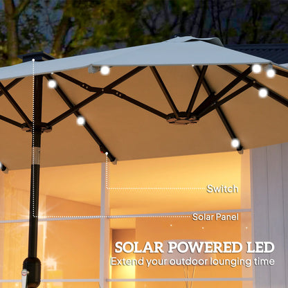 10ft Double-Sided Patio Umbrella, 35 LED Lights, 12 Ribs, Beige Double-sided Umbrellas at Gallery Canada