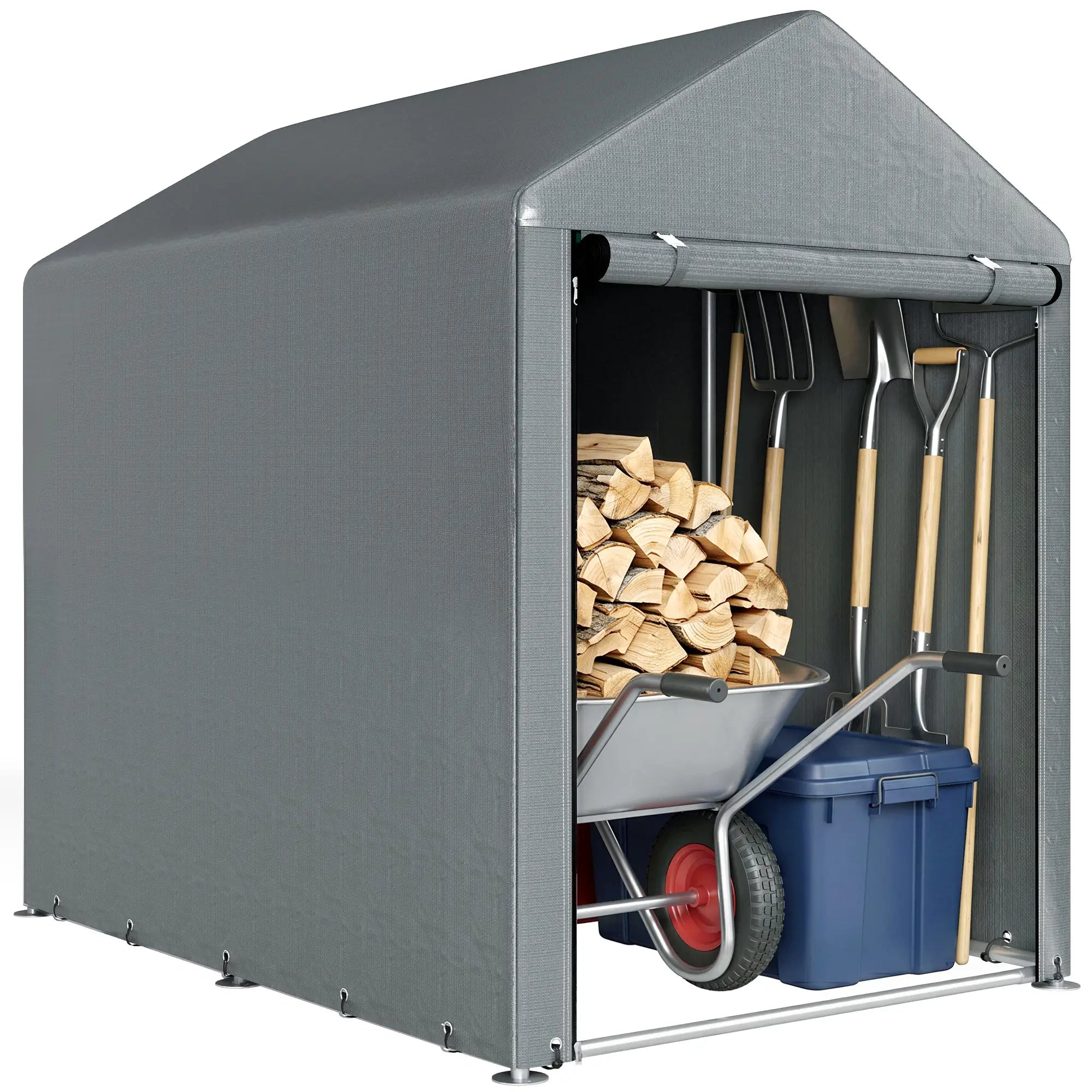 Bike Storage Shed, Motorcycle Shelter, Galvanized Steel, 4x6 Ft, Green Sheds at Gallery Canada
