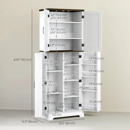 64" Tall Kitchen Pantry Cabinet, Adjustable Shelves, White Kitchen Pantry Cabinets at Gallery Canada