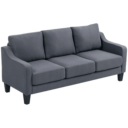 3 Seater Sofa, Modern Pocket Spring Couch, Linen Upholstered, Charcoal Grey 3-Seater Sofas Charcaol Grey at Gallery Canada