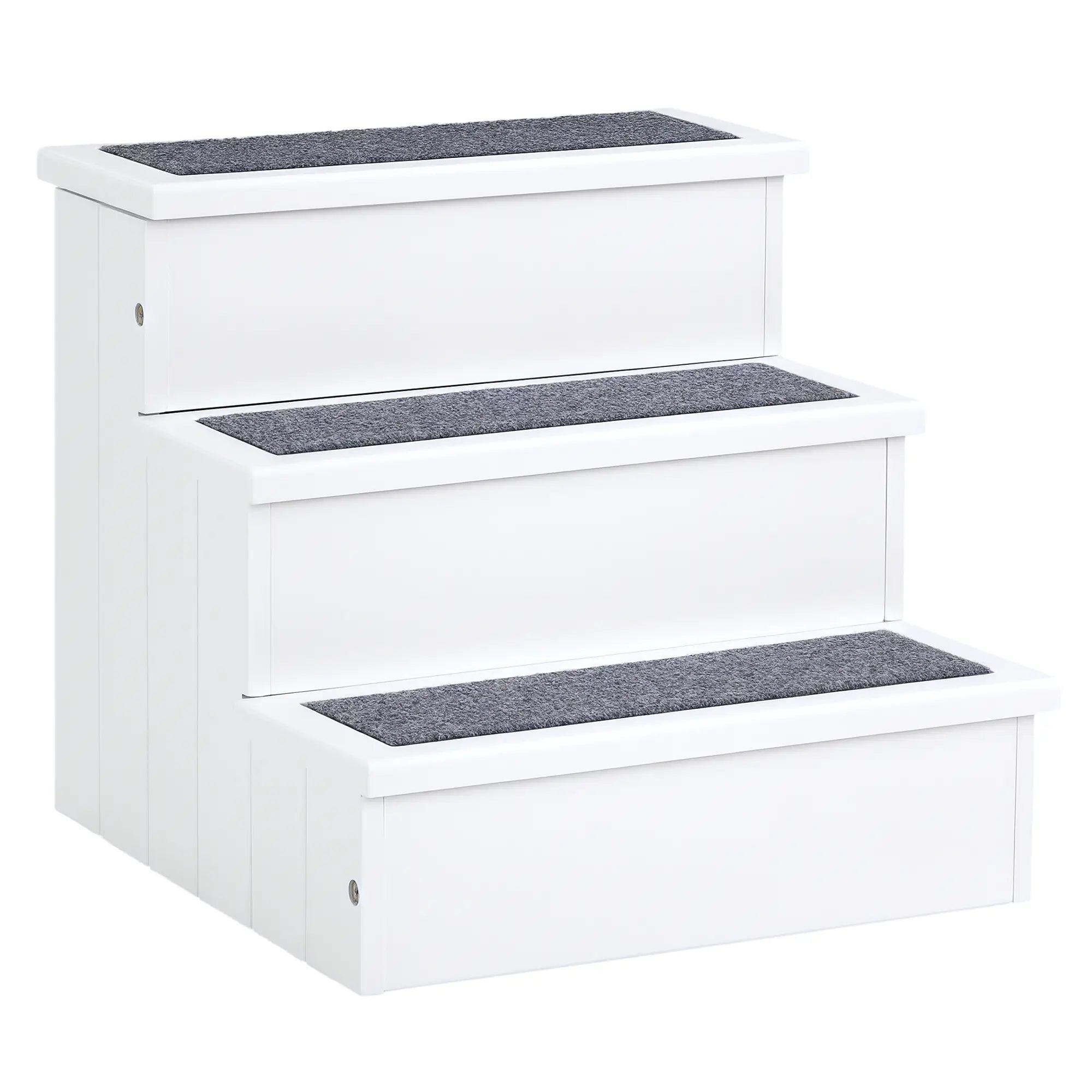 3-Step Dog Stairs For Small Dogs, Wooden Ramp With Storage Box, White Dog Stairs White at Gallery Canada