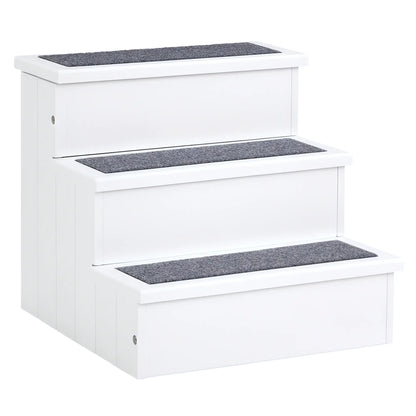 3-Step Dog Stairs For Small Dogs, Wooden Ramp With Storage Box, White Dog Stairs White at Gallery Canada