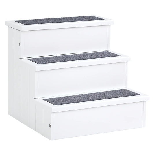 3-Step Dog Stairs For Small Dogs, Wooden Ramp With Storage Box, White Dog Stairs White at Gallery Canada
