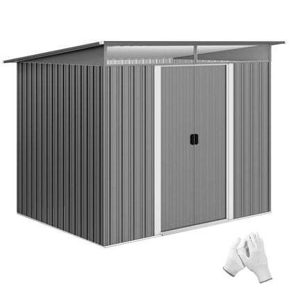 9' X 6.5' Outdoor Metal Garden Shed, Utility Tool Storage, Light Grey Sheds at Gallery Canada