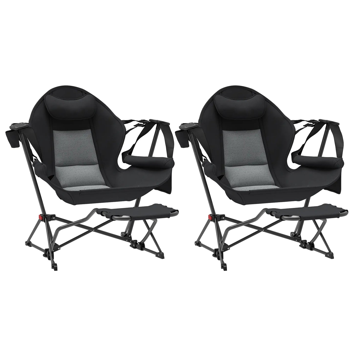 Hammock Camping Chair Set of 2, Adjustable Back Folding Swinging Hammock Chair with Cup Holder and Padded Seat Picnic Tables & Camping Chairs Black at Gallery Canada