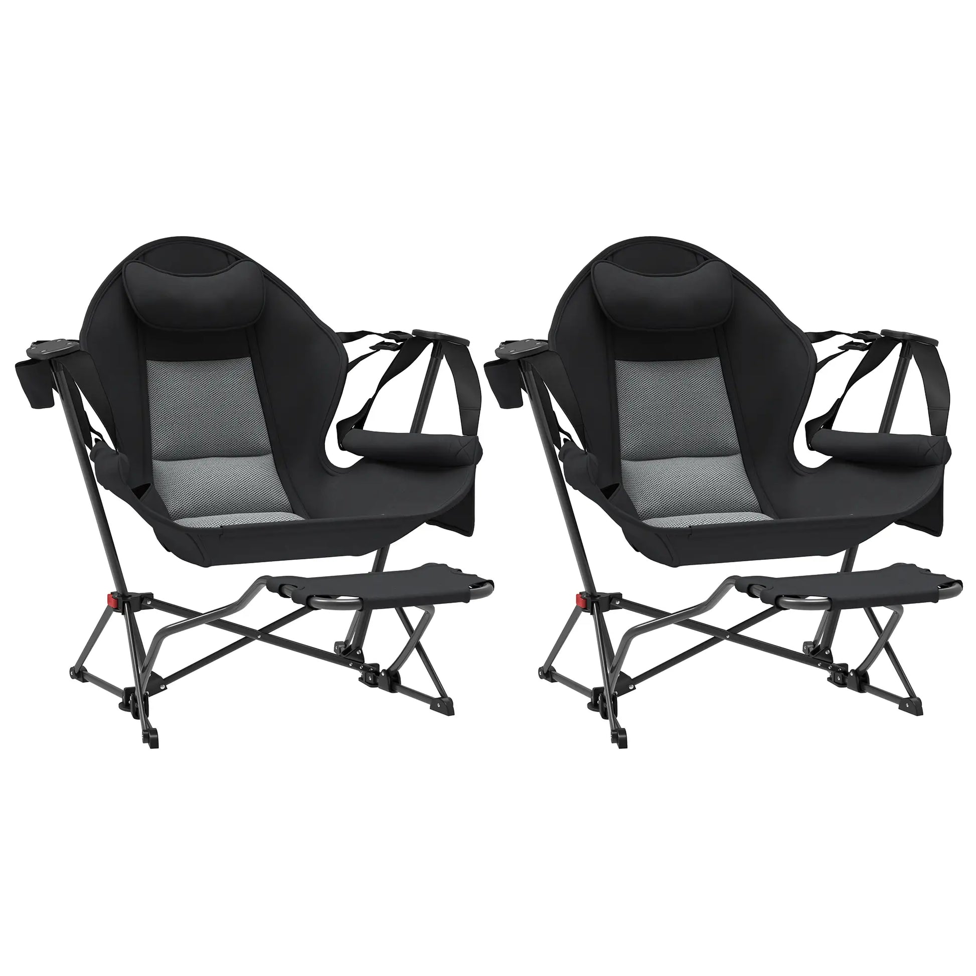 Hammock Camping Chair Set of 2, Adjustable Back Folding Swinging Hammock Chair with Cup Holder and Padded Seat Picnic Tables & Camping Chairs Black at Gallery Canada