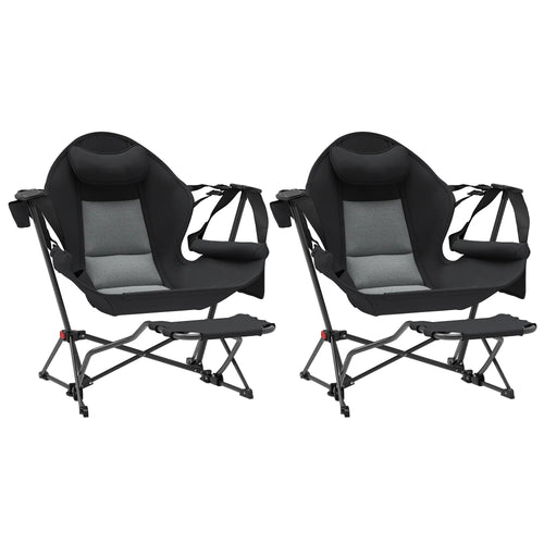 Hammock Camping Chair Set of 2, Adjustable Back Folding Swinging Hammock Chair with Cup Holder and Padded Seat