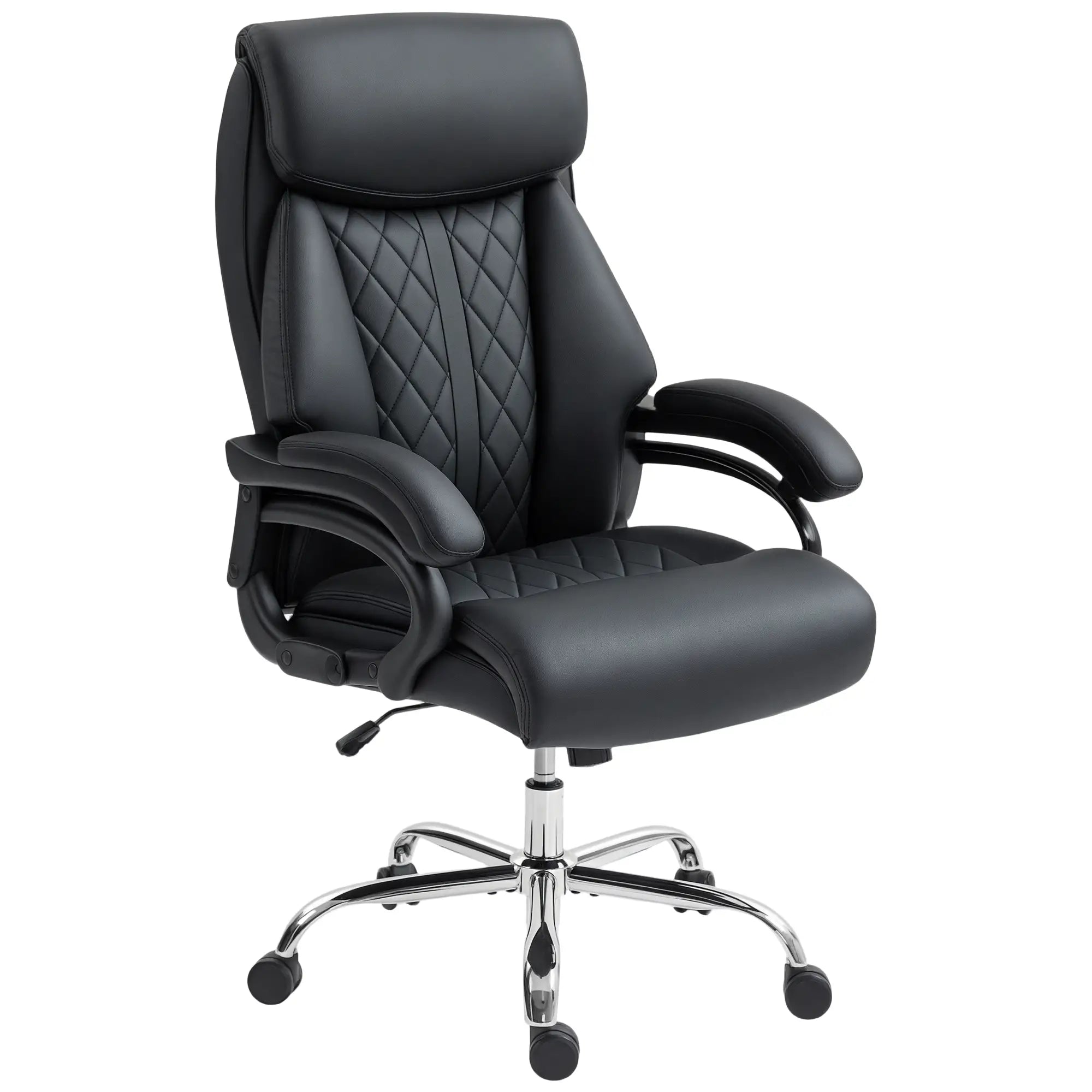 Office Chair with Spring Padding, PU Leather, High Back, Black Executive & Manager Chairs Black at Gallery Canada