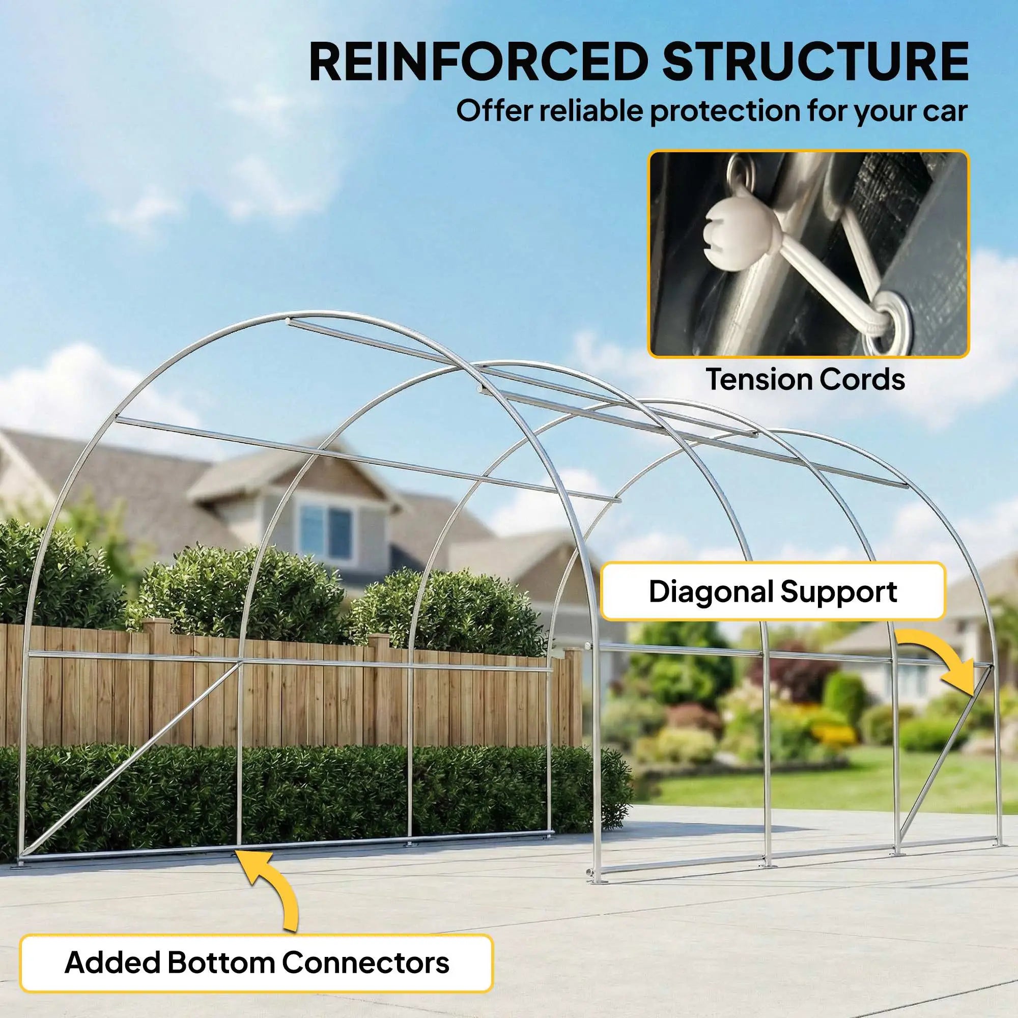 10' x 16' Heavy Duty Carport Tent, PE Cover, White Car Shelters at Gallery Canada