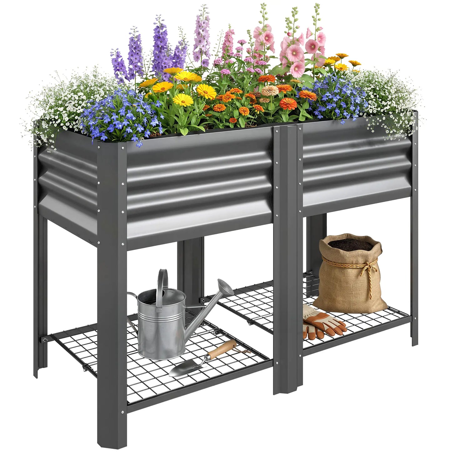 Raised Garden Bed With Legs, 31.5", Elevated Planter Box, Dark Grey Elevated Garden Beds at Gallery Canada