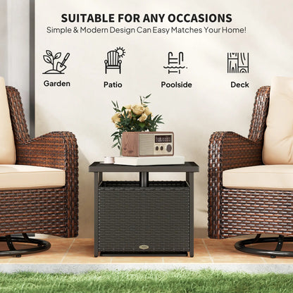 21.75" Outdoor Rattan Coffee Table, Umbrella Hole, Black Patio Side Tables at Gallery Canada