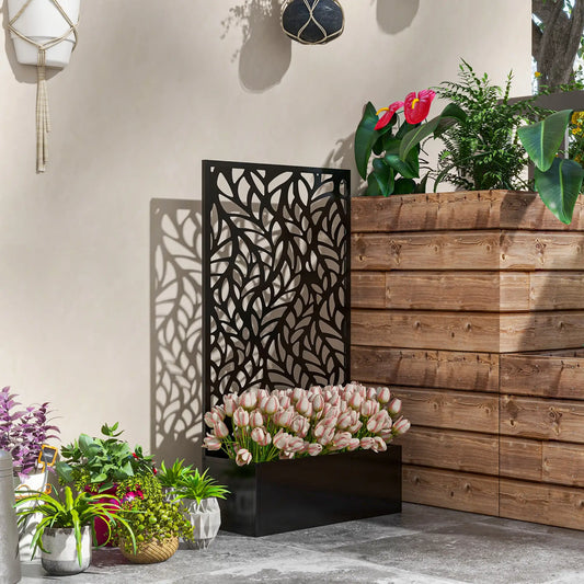 Metal Outdoor Privacy Screen, Raised Garden Bed, Wall Mount or Freestanding Galvanized Planter Boxes Black at Gallery Canada