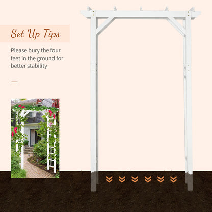 85" Wooden Garden Arbour, Outdoor Arch Trellis for Vines, White Garden Arches at Gallery Canada