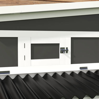 Wooden Chicken Coop, Rabbit Hutch With Large Run, Dark Grey