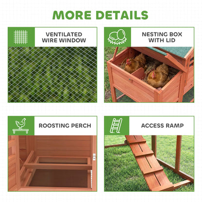 Mobile Wooden Chicken Coop With Run, Nesting Box, Pull-Out Tray, Orange Chicken Coops at Gallery Canada