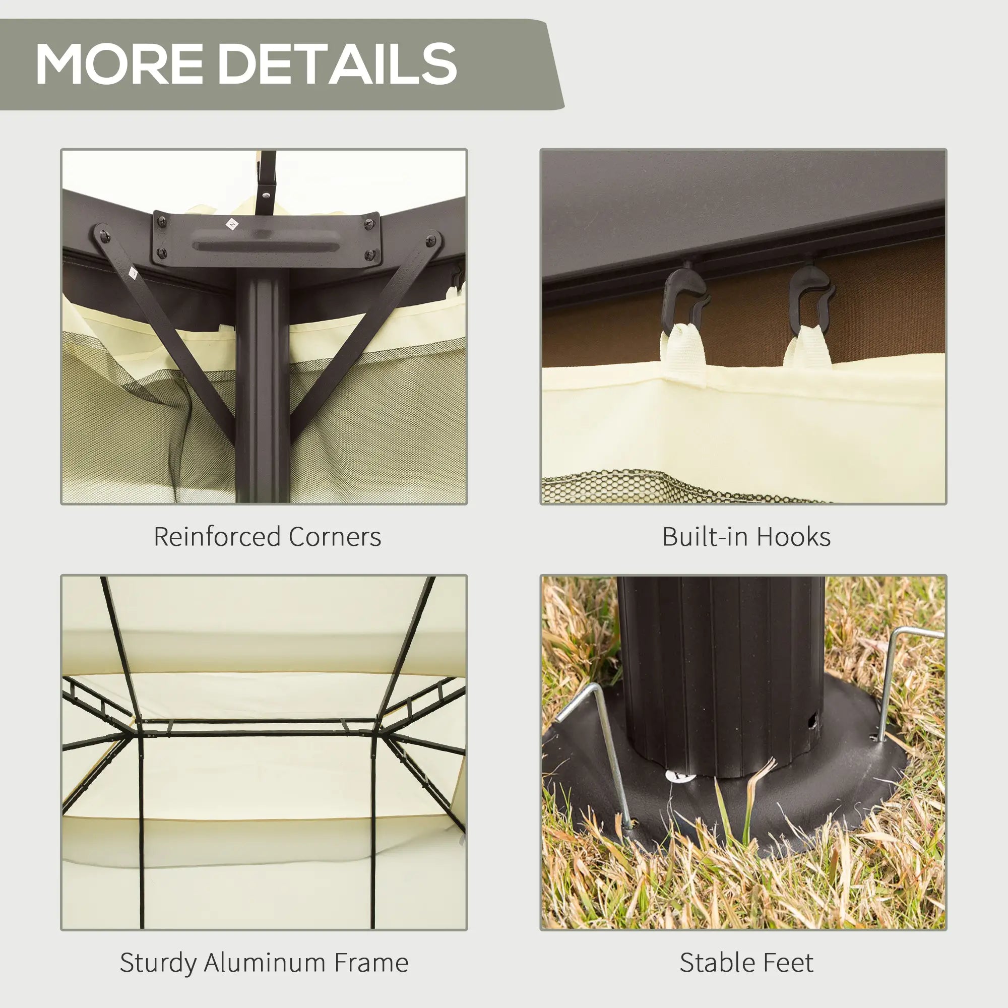10'x13' Aluminum Gazebo, Double Tier, Netting, Curtains, White Gazebos at Gallery Canada