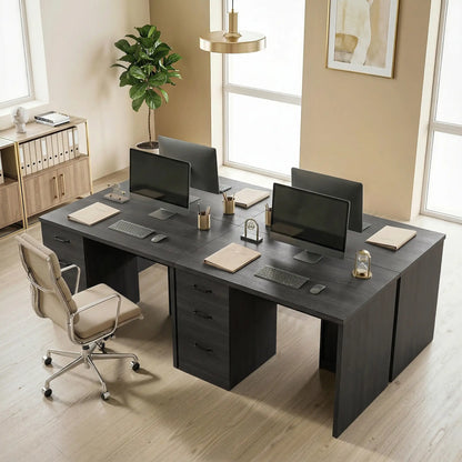Computer Desk With 3 Drawers, 47" Home Office Desk, Black Computer Desks at Gallery Canada