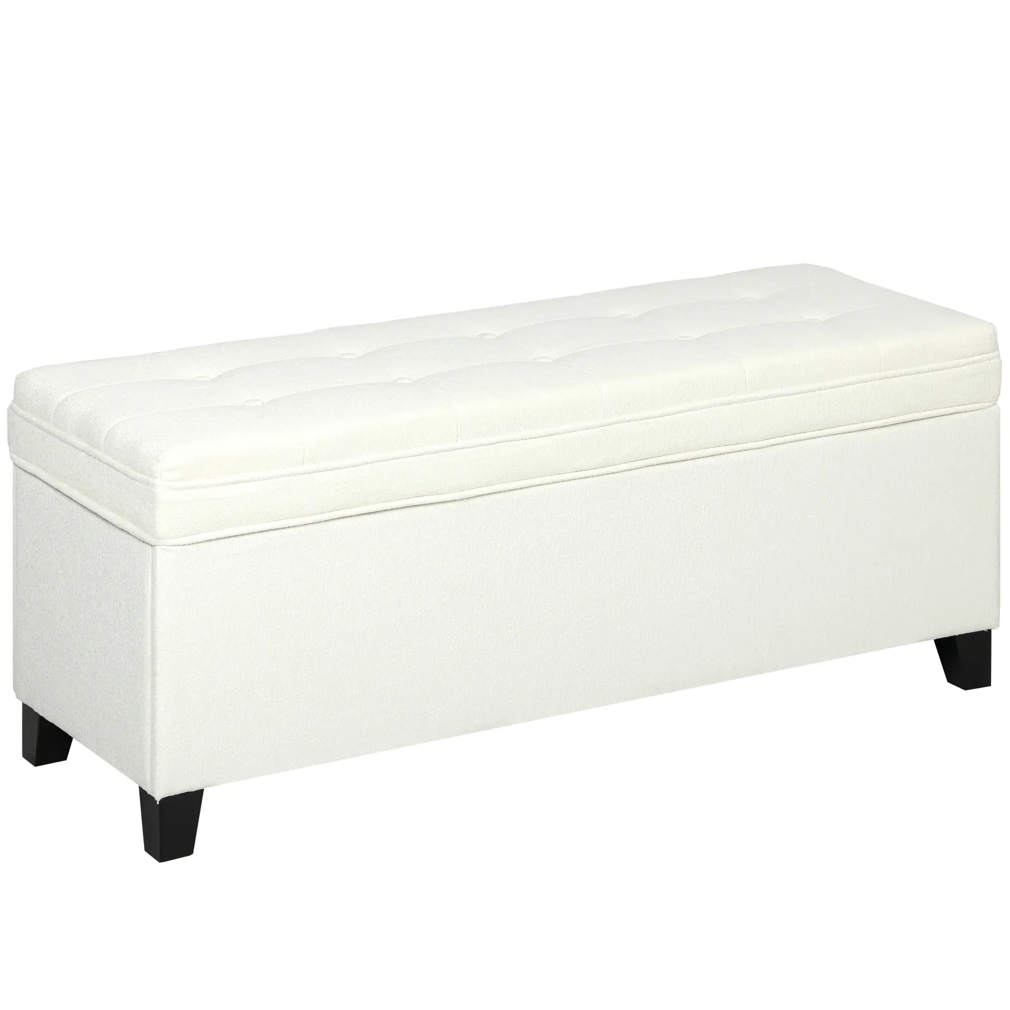 Storage Ottoman Bench, Foot Rest, 47 Inches, Cream White Storage Ottomans & Benches at Gallery Canada