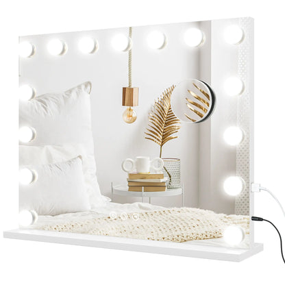 Hollywood Makeup Mirror With Lights, 3 Lighting Modes, USB Charging, White Dressing & Vanity Tables at Gallery Canada